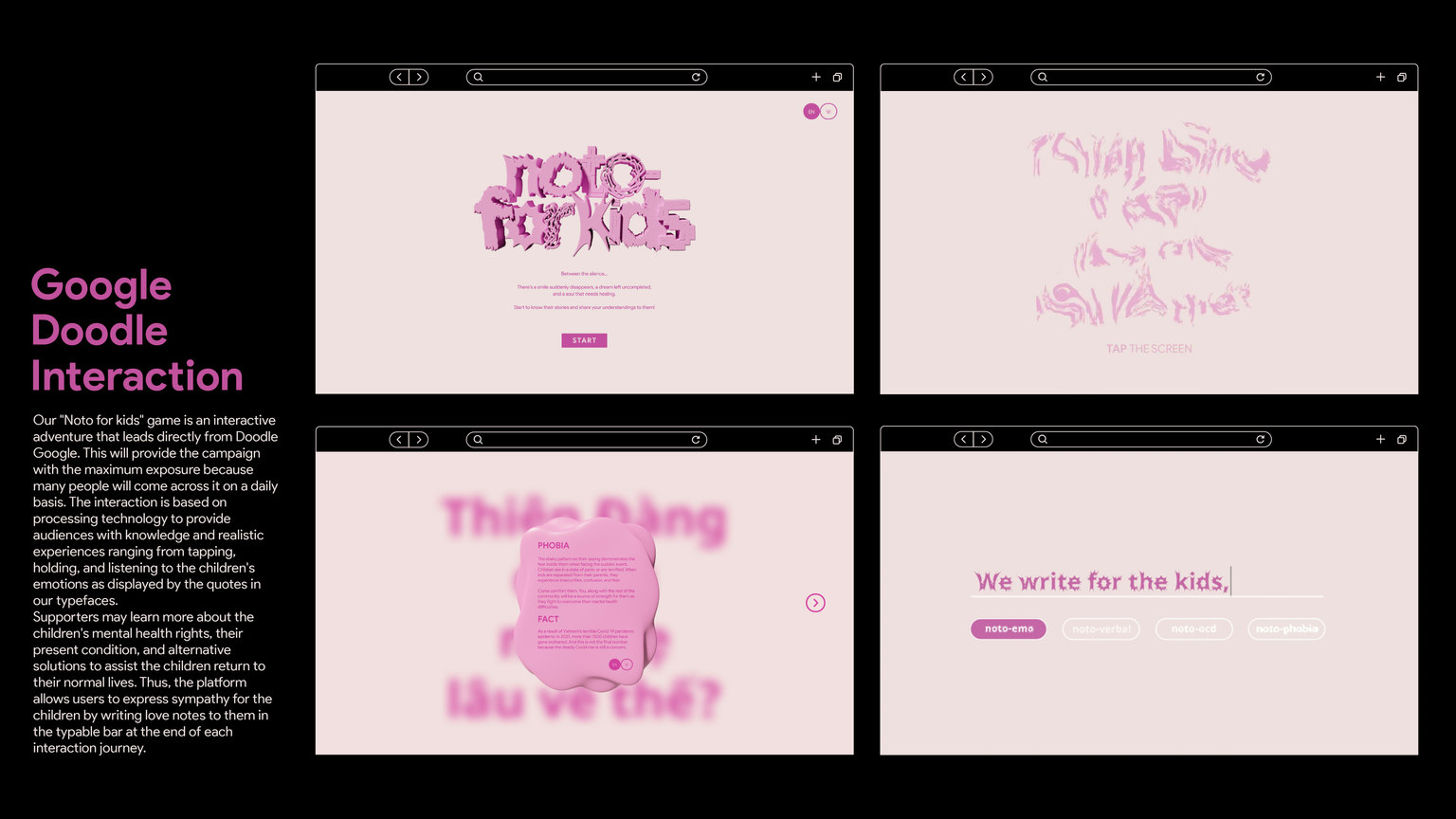 NOTO for Kids Google Doodle interaction concept